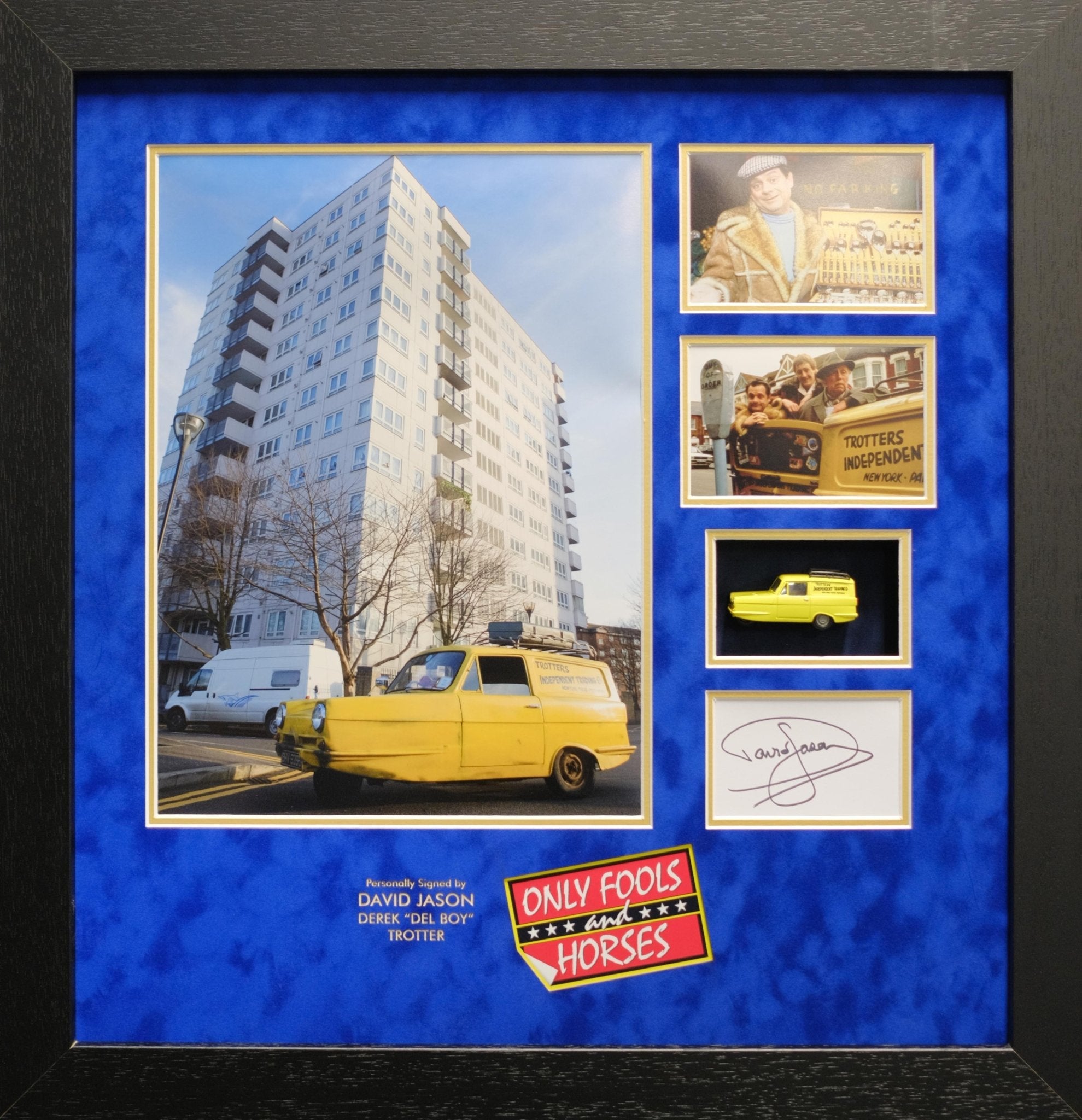 Sir David Jason signed white card - Only Fools and Horses - Memorabilia Framers Shop